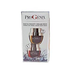 2 Pk PROGENIX Brightening Vitamin C Day Cream + Anti Wrinkle Retinol Night Cream